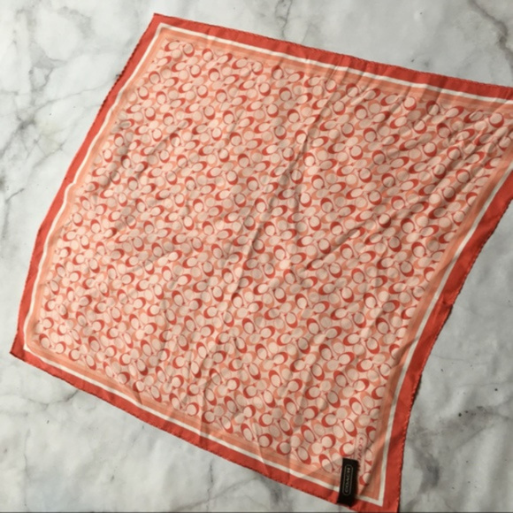 Coach Orange/White Signature Logo Scarf Wrap - Picture 5 of 5